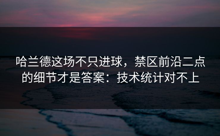 哈兰德这场不只进球，禁区前沿二点的细节才是答案：技术统计对不上